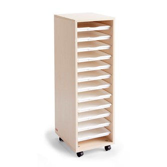 Förvaringshylla med brickor