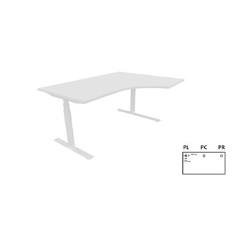 Skrivbord Work höger 160x120 cm E-motion vitt stativ