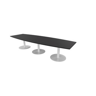 Konferensbord Talk 350x90/120x74 cm Ellips pelarstativ vitt
