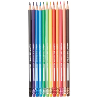 Färgpennor med radertopp, 12-pack