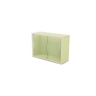 Fixa display 2:1 vägghängd med skjutdörrar i plexi D20