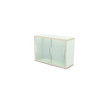 Fixa display 2:1 vägghängd med skjutdörrar i plexi D20