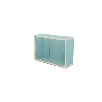 Fixa display 2:1 vägghängd med skjutdörrar i plexi D20
