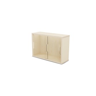 Fixa display 2:1 vägghängd med skjutdörrar i plexi D20