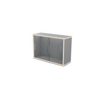 Fixa display 2:1 vägghängd med skjutdörrar i plexi D20