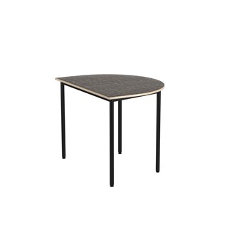 Bord 12:38 BX akustik linoleum halvrunt 120-90 cm svart stativ