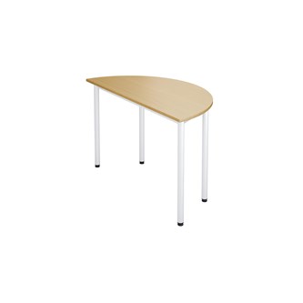 Bord 12:38 FSC BX akustik optimal laminat halvrunt 120-60 cm vitt stativ