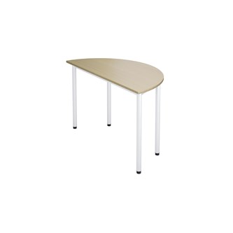 Bord 12:38 FSC BX akustik optimal laminat halvrunt 120-60 cm vitt stativ