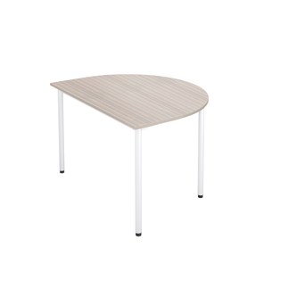 Bord 12:38 FSC BX akustik optimal laminat halvrunt 120-90 cm vitt stativ