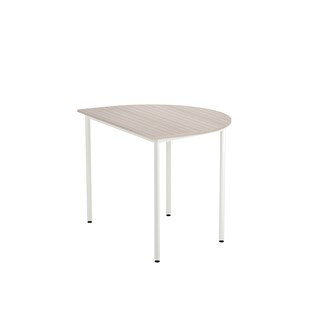 Bord 12:38 FSC BX akustik optimal laminat halvrunt 120-90 cm vitt stativ