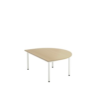 Bord 12:38 FSC BX akustik optimal laminat halvrunt 120-90 cm vitt stativ