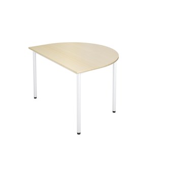 Bord 12:38 FSC BX akustik optimal laminat halvrunt 120-90 cm vitt stativ