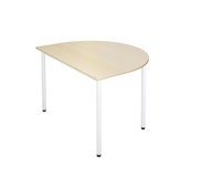 Bord 12:38 FSC BX akustik optimal laminat halvrunt 120-90 cm vitt stativ