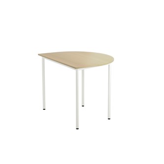 Bord 12:38 FSC BX akustik optimal laminat halvrunt 120-90 cm vitt stativ