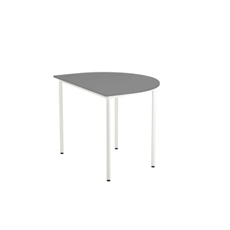 Bord 12:38 FSC BX akustik optimal laminat halvrunt 120-90 cm vitt stativ