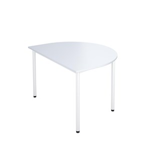 Bord 12:38 FSC BX akustik optimal laminat halvrunt 120-90 cm vitt stativ