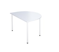 Bord 12:38 FSC BX akustiklaminat halvrunt 120-90 cm vitt stativ