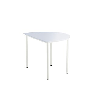 Bord 12:38 FSC BX akustik optimal laminat halvrunt 120-90 cm vitt stativ