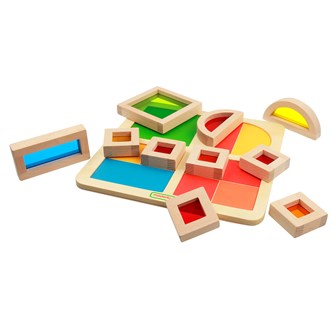 Inlärningsplatta med regnbågsklossar