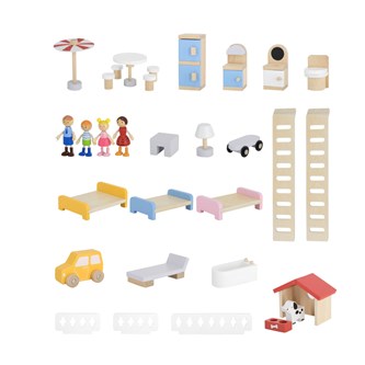 Dockhus i trä med tillbehör