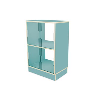 Fixa display 2:2 med sockel, skjutdörrar & rygg i plexi D36 D46