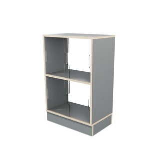 Fixa display 2:2 med sockel, skjutdörrar & rygg i plexi D36 D46