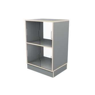 Fixa display 2:2 med sockel, skjutdörrar & rygg i plexi D36 D46
