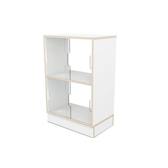 Fixa display 2:2 med sockel, skjutdörrar & rygg i plexi D36 D46