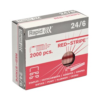 Häftklammer 24/6 red stripe, 2000-pack
