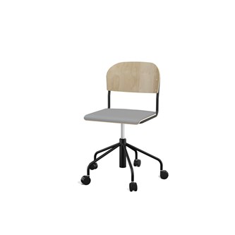 Stol Matte BX sh 45-56 cm hög 5-kryss med hjul stor sits svart stativ