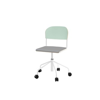Stol Matte BX sh 45-56 cm hög 5-kryss med hjul stor sits vitt stativ