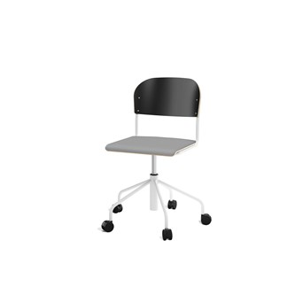 Stol Matte BX sh 45-56 cm hög 5-kryss med hjul stor sits vitt stativ
