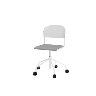Stol Matte BX sh 45-56 cm hög 5-kryss med hjul stor sits vitt stativ