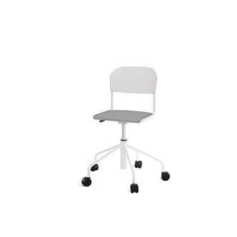 Stol Matte BX sh 45-56 cm hög 5-kryss med hjul liten sits vitt stativ