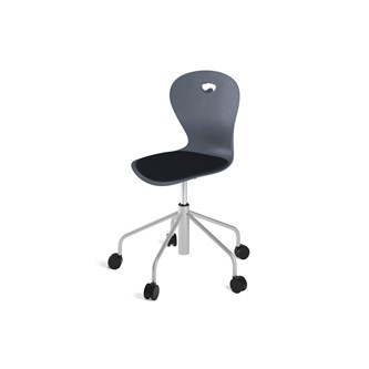 Stol Karoline hög 5-kryss med hjul large sh 46-57 cm silverstativ