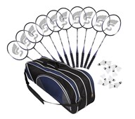 Badmintonracket, skola 10-pack inkl. bollar och förvaring