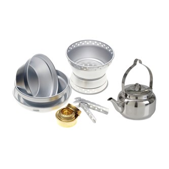 Campingkök med kaffekanna