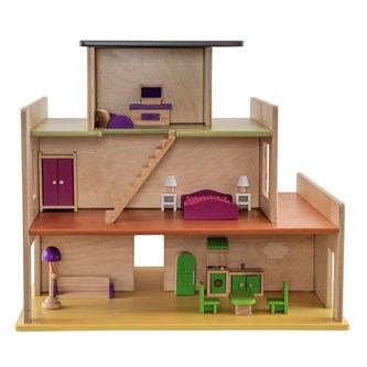 Playwood stort dockhus med möbler