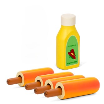 Fransk hotdog med tillbehör