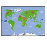 Lekmatta världskarta med djur