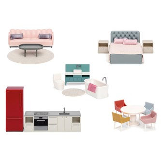 Lundby Dockhusmöbler, 17 delar