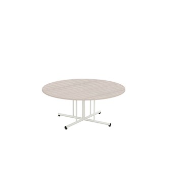 Bord 12:38 FSC BX akustiklaminat ø 120 cm pelare vitt stativ