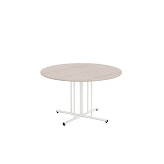 Bord 12:38 FSC BX akustiklaminat ø 120 cm pelare vitt stativ