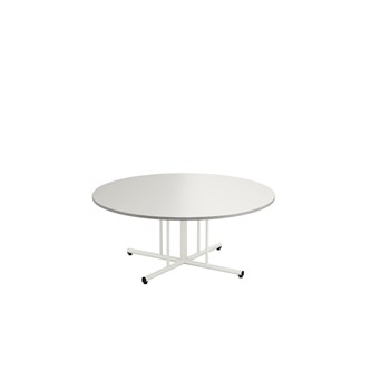 Bord 12:38 FSC BX akustiklaminat ø 120 cm pelare vitt stativ