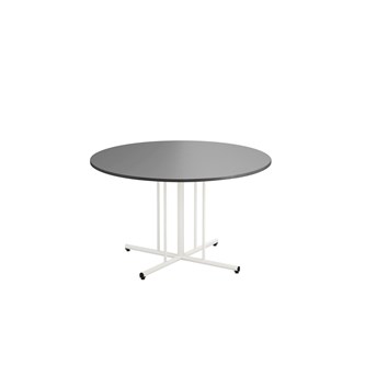 Bord 12:38 FSC BX akustiklaminat ø 120 cm pelare vitt stativ