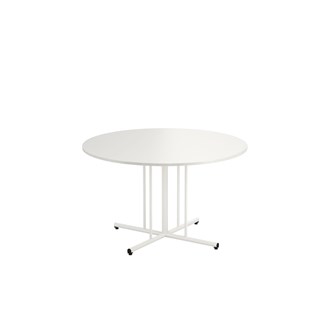 Bord 12:38 FSC BX akustiklaminat ø 120 cm pelare vitt stativ