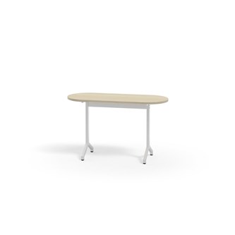 Bord Pilare akustiklaminat oval 120x50 cm vitt stativ