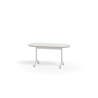 Bord Pilare akustiklaminat oval 120x50 cm vitt stativ