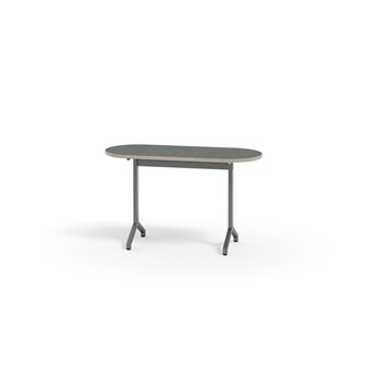 Bord Pilare akustik linoleum oval 120x50 cm silverstativ