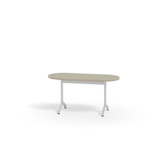 Bord Pilare akustik linoleum oval 120x50 cm vitt stativ